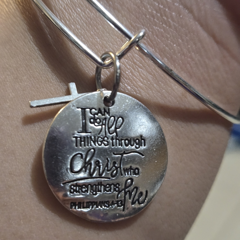 Inspirational Silver Bracelet with Cross Charm